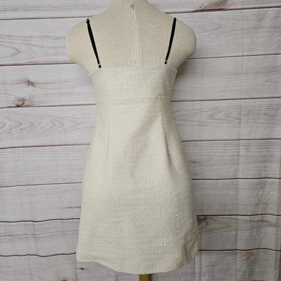 LoveShackFancy Adelaide Tweed And Bow Mini Dress In Cream And Black Sz 6 - Picture 8 of 13